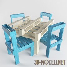 3d-модель Стулья и стол из поддона