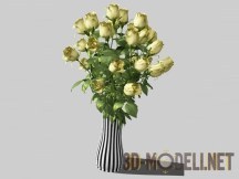 3d-модель Букет белых роз в полосатой вазе