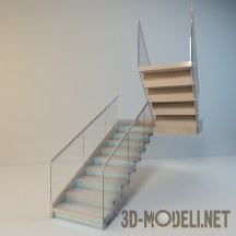 3d-модель Современная лестница из светлого дерева