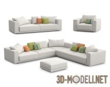 3d-модель Набор мягкой мебели с цветными подушками