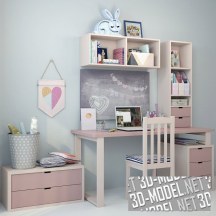 3d-модель Набор мебели для детской комнаты с письменным столом
