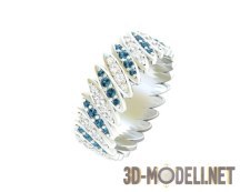 3d-модель Кольцо с синими и прозрачными камнями