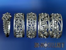 3d-модель Коллекция серебряных колец
