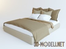 3d-модель Полотняные подушки и покрывало для кровати