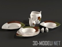 3d-модель Набор тарелок и молочник