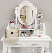 3d-модель Комплект мебели и аксессуаров, с розовыми акцентами