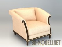 3d-модель Кресло классика в тканевой обивке