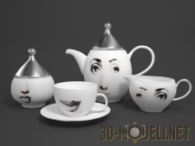 3d-модель Чайный сервиз Faces Piero Fornasetti Gold