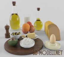 3d-модель Яйцо, йогурт и фрукты