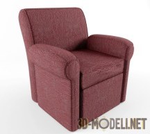 Массивное кожаное кресло бордового цвета
