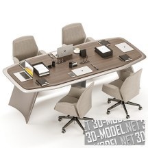 3d-модель Стол для конференций Gramy Kano FMG40, кресла и аксессуары