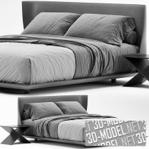 3d-модель Серая кровать Alys от B&B Italia и приставные столики