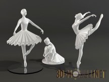 Три фигурки фарфоровых балеринок
