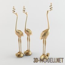 3d-модель Подсвечники золотые журавли