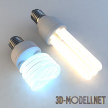 3d-модель Две энергосберегающие лампы