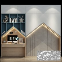 3d-модель Мебельная стенка с зайчиками