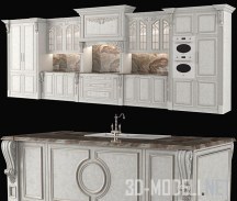 3d-модель Симметричная кухонная мебель классика