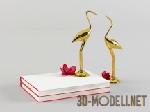 3d-модель Золотые журавли и книги