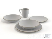 Тарелки с каймой и чашка