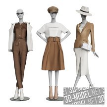 3d-модель Коллекция женской одежды на белых манекенах
