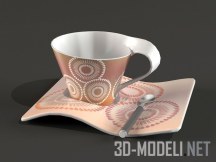 3d-модель Чашка с блюдцем волнистой формы