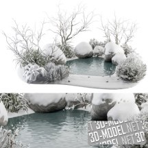 3d-модель Зимняя ландшафтная композиция