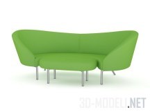 3d-модель Зеленый диван с банкеткой