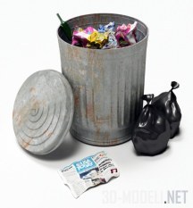 3d-модель Рустикальный мусорный бак