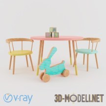 3d-модель Детский стол со стульями