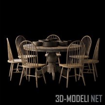 3d-модель Комплект обеденной мебели в этно-стиле