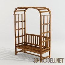 3d-модель Деревянная лавка с перголой