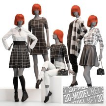 3d-модель Манекены в красных париках