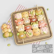 3d-модель Японские десерты dangos