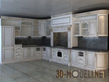 3d-модель Белая классическая кухня АФИНА