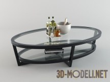 3d-модель Овальный стеклянный журнальный столик