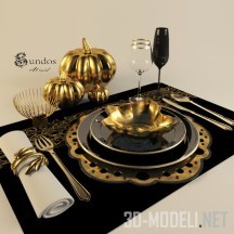 3d-модель Посуда с золотыми тыквами