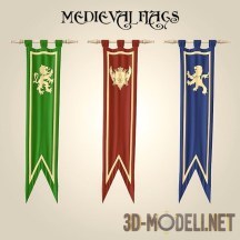 Три вертикальных средневековых штандарта