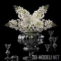 3d-модель Мельхиоровая ваза с цветами