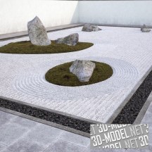 3d-модель Японский сад камней в стиле дзен