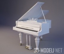 3d-модель Белый классический рояль