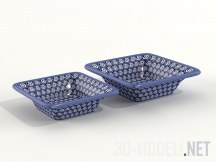 3d-модель Сине-белые квадратные салатники