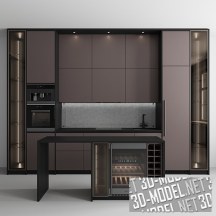 3d-модель Кухня в сочетании черного и кака