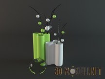 3d-модель Две вазочки с декоративными ветками