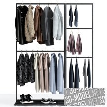 3d-модель Вешалка для одежды с предметами гардероба