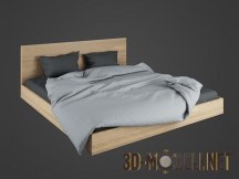 3d-модель Современная двухспальная деревянная кровать