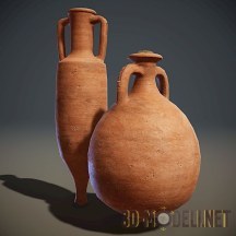 3d-модель Два больших глиняных античных сосуда