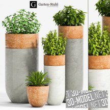 Растения в горшках из бетона и керамики от Garten-Stuhl