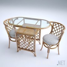 Чайный стол и стул из ротанга