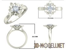 3d-модель Изящное женское кольцо с бриллиантом