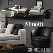 3d-модель Мебель от Minotti с диваном Leonard